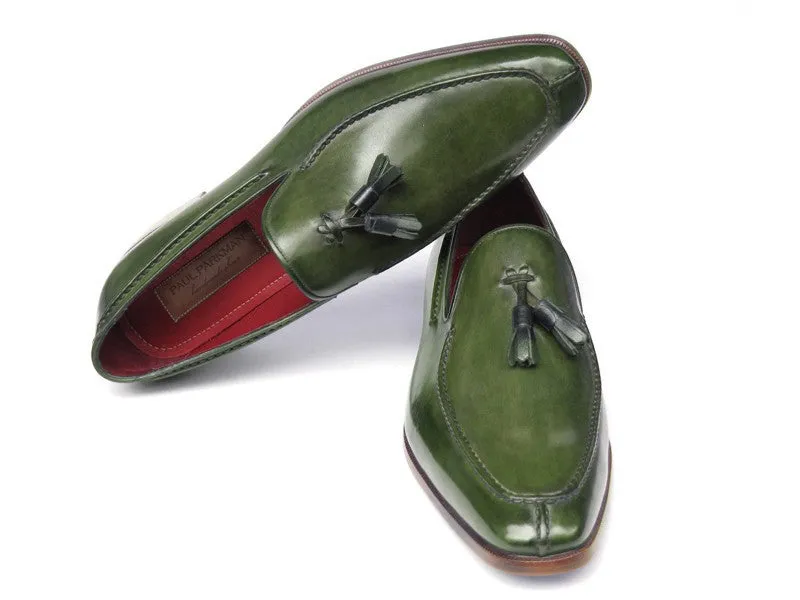 Paul Parkman Green Hand Painted Tassel Loafers