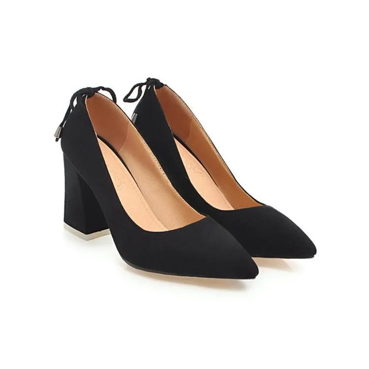 Pointed Toe Women High Heels Chunky Pumps Shoes Woman