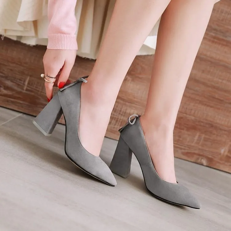 Pointed Toe Women High Heels Chunky Pumps Shoes Woman