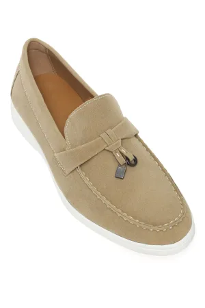 PREMIUM SUEDE LOAFERS WITH METALLIC HORSEBIT-BEIGE