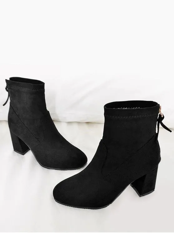 Pretty Block Heel Pointed Toe Ankle Boots