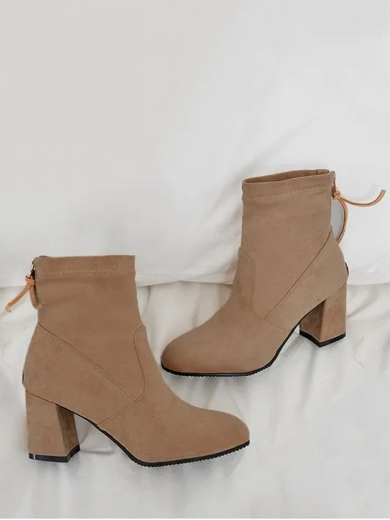 Pretty Block Heel Pointed Toe Ankle Boots