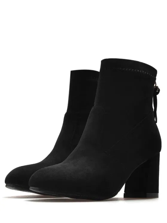 Pretty Block Heel Pointed Toe Ankle Boots