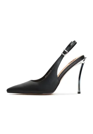 Pumps With Metallic Stilleto Heel - Black