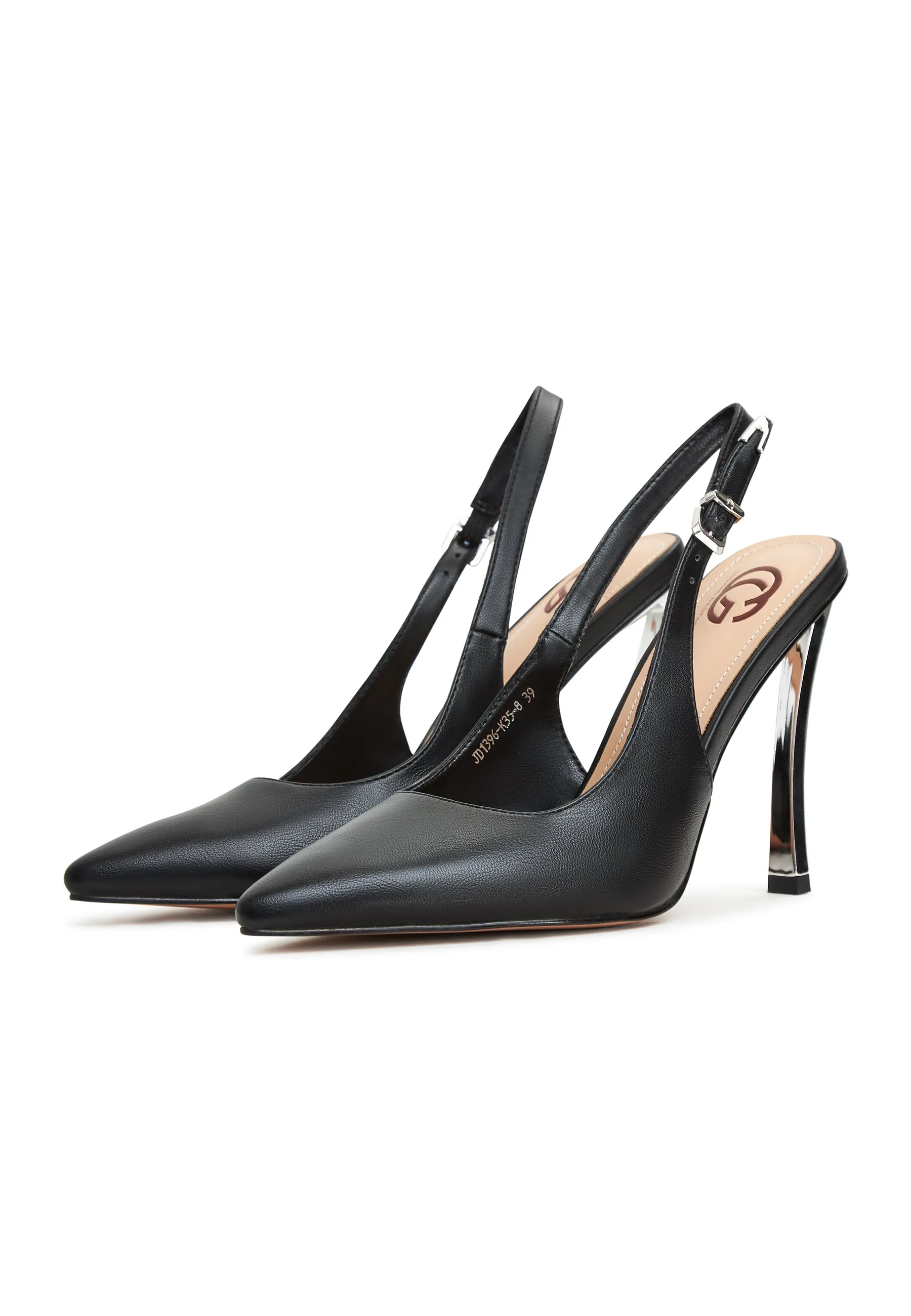 Pumps With Metallic Stilleto Heel - Black