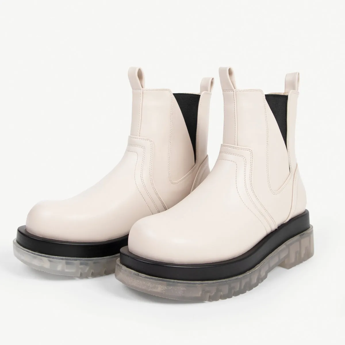 RAID Brazen Clear Sole Ankle Boot in White