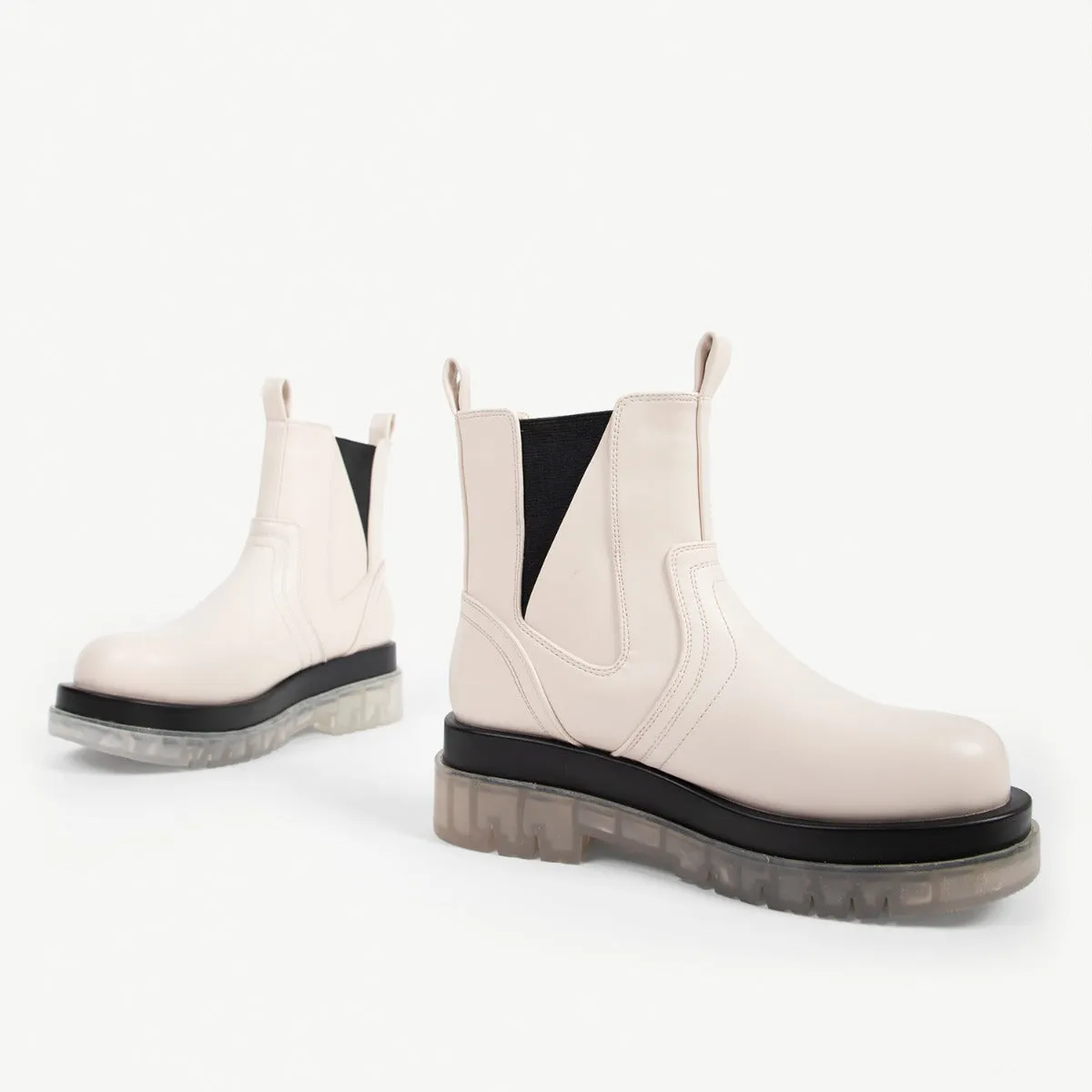 RAID Brazen Clear Sole Ankle Boot in White