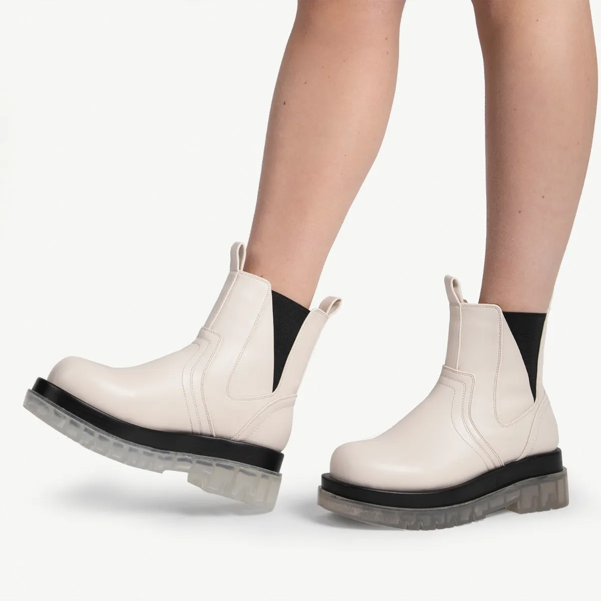 RAID Brazen Clear Sole Ankle Boot in White