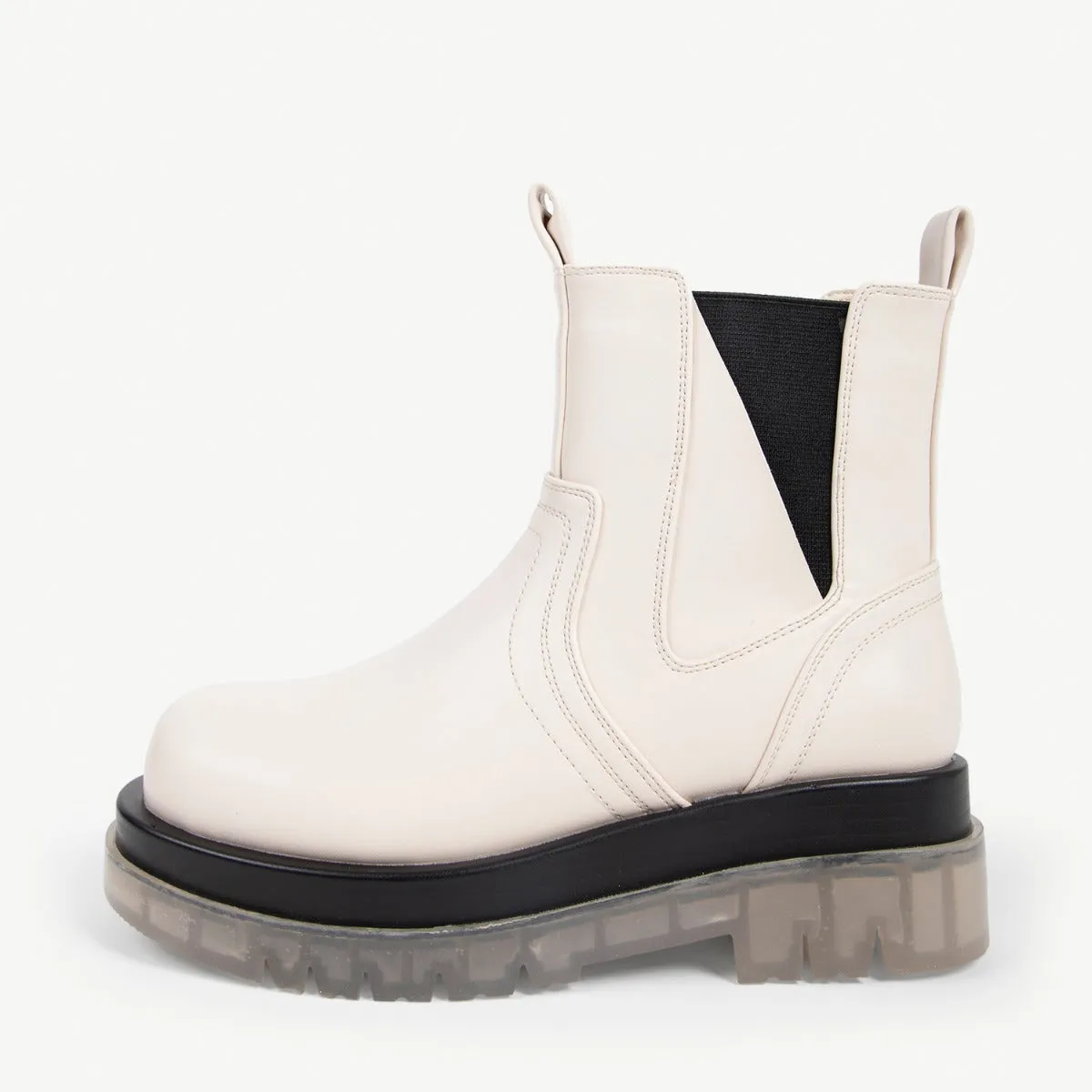 RAID Brazen Clear Sole Ankle Boot in White