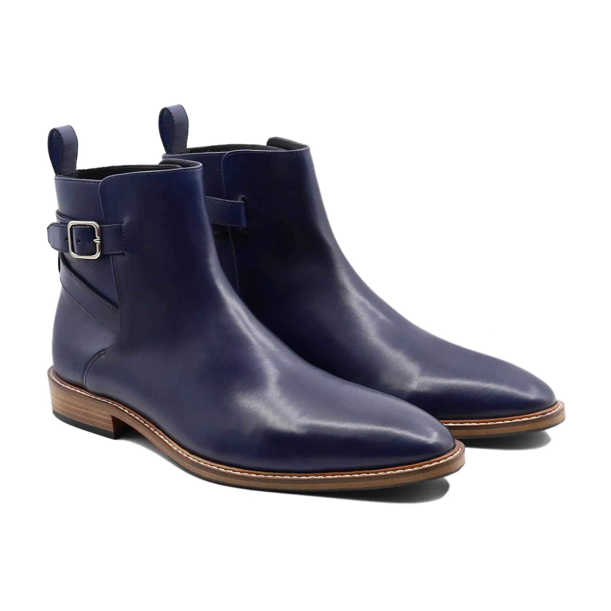 Spring - Men's Navy Blue Calf leather Jodhpur Boot