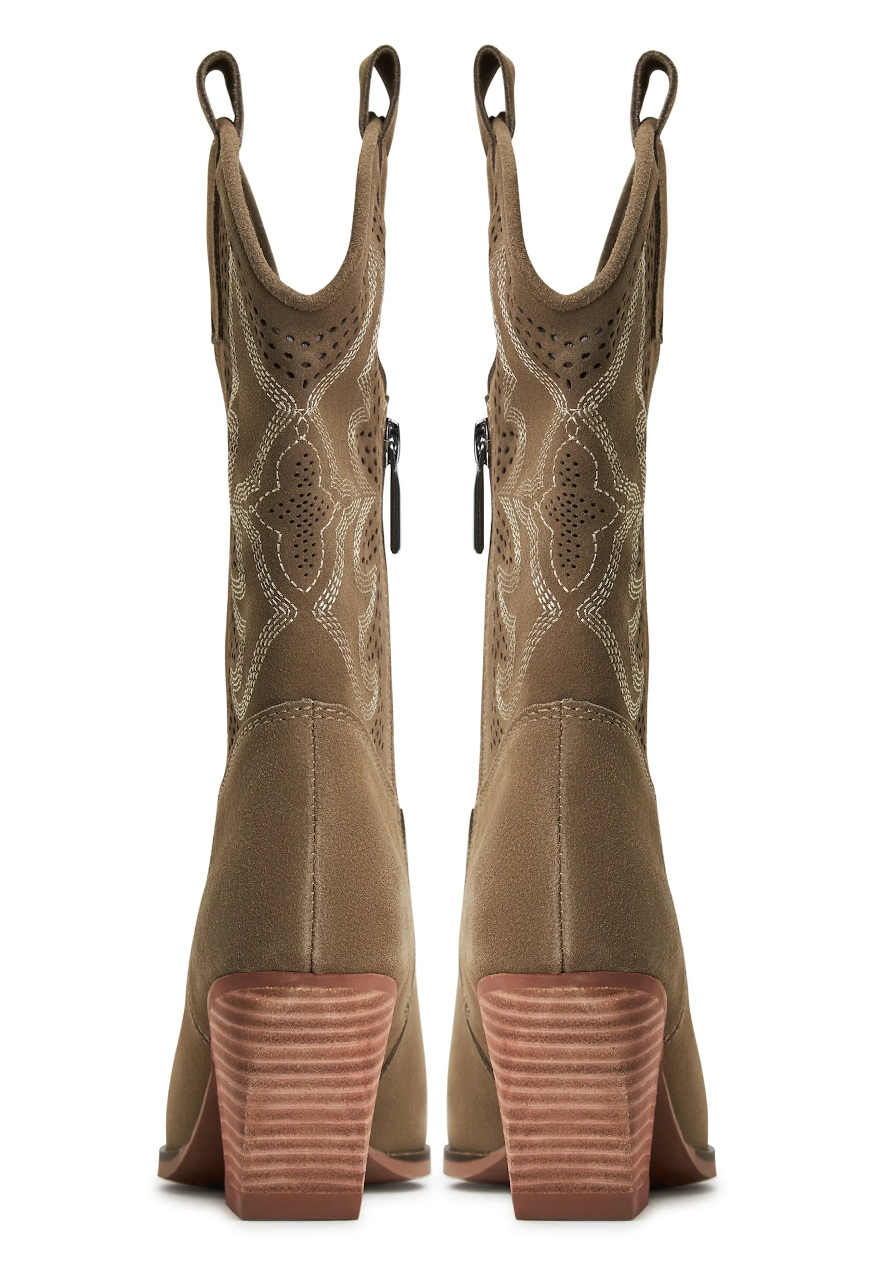 Suede Cowboy Boots Elena - Beige