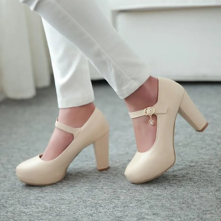 Woman Sweet Princess High Heeled Round Head Platform Pumps