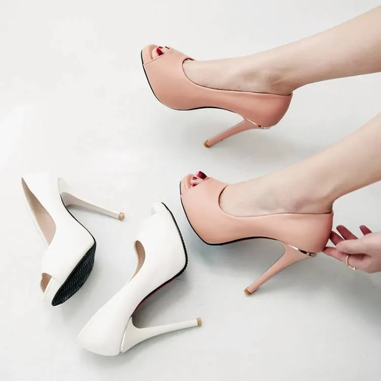 Women Peep Toe Stiletto Heel Platform Pumps